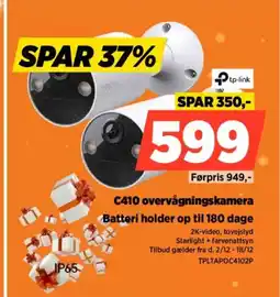 Power Tp-link c410 overvågningskamera batteri holder op til 180 dage tilbud