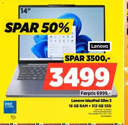Power Lenovo IdeaPad Slim 3 16 GB RAM + 512 GB SSD tilbud