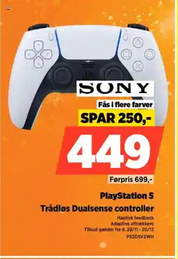 Power SONY PlayStation 5 Trådløs Dualsense controller tilbud