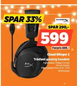 Power HYPER Cloud Stinger 2 Trådløst gaming headset tilbud