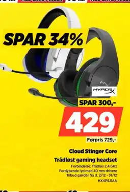 Power HYPER Cloud Stinger Core Trådløst gaming headset tilbud