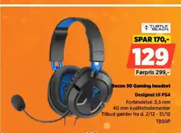 Power TURTLE BEACH Recon 50 Gaming headset Designet til PS4 tilbud