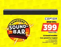 Power CEPTER 2.0-kanal soundbar 5 års garanti for tryghed tilbud