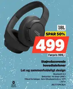 Power Støjreducerende hovedtelefoner Let og sammenfoldeligt design tilbud