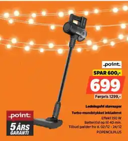 Power Point ledningsfri støvsuger turbo-mundstykket inkluderet tilbud