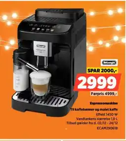 Power Delonghi Espressomaskine Til kaffebønner og malet kaffe tilbud