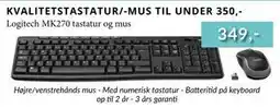 CBC Logitech MK270 tastatur og mus tilbud