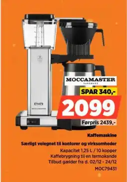 Power MOCCAMASTER Kaffemaskine Særligt velegnet til kontorer og virksomheder tilbud