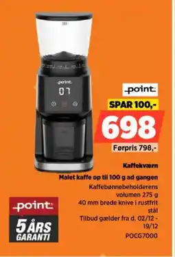 Power Point kaffekværn malet kaffe op til 100 g ad gangen tilbud