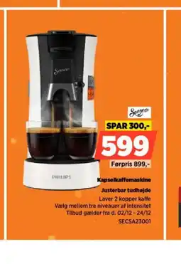 Power Sense Kapselkaffemaskine Justerbar tudhøjde tilbud