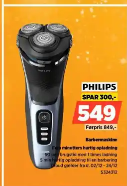 Power Philips barbermaskine fem minutters hurtig opladning tilbud