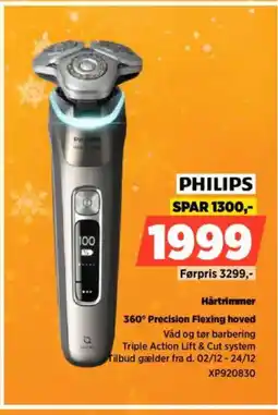 Power PHILIPS Hårtrimmer 360° Precision Flexing hoved tilbud