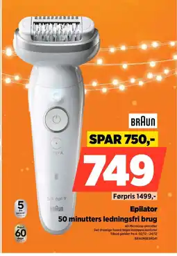 Power Braun epilator 50 minutters ledningsfri brug tilbud