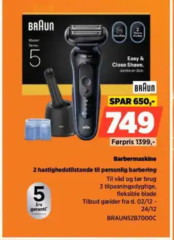 Barbermaskine 2 hastighedstilstande til personlig barbering