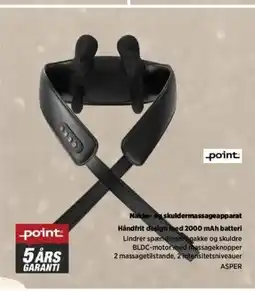 Power Point nakke- og skuldermassageapparat håndfrit design med 2000 mah batteri tilbud