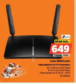 Power Ftp-link Archer MR600 router Højhastigheds 4G LTE-forbindelse tilbud