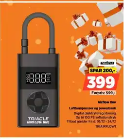 Power TRIACLE Airflow One Luftkompressor og powerbank tilbud