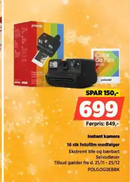 Power Instant kamera 16 stk fotofilm medfølger tilbud