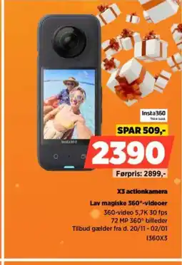 Power Insta360 X3 actionkamera Lav magiske 360°-videoer tilbud