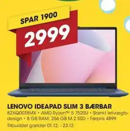 Punkt1 Lenovo ideapad slim 3 bærbar tilbud