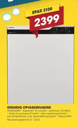 Punkt1 Grundig opvaskemaskine tilbud