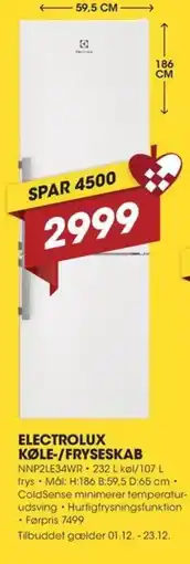 Punkt1 Electrolux køle-/fryseskab tilbud