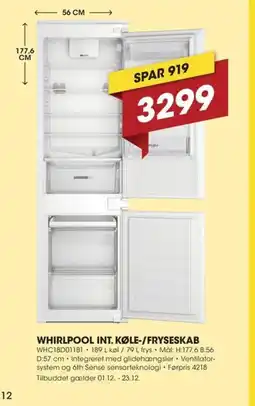 Punkt1 Whirlpool int. køle-/fryseskab tilbud