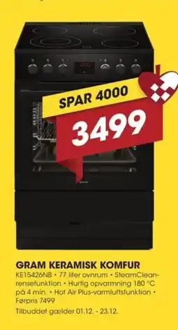 Punkt1 Gram keramisk komfur tilbud