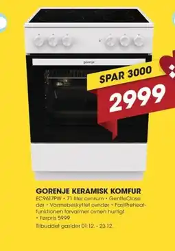 Punkt1 Gorenje keramisk komfur tilbud