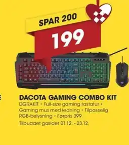 Punkt1 Dacota gaming combo kit tilbud