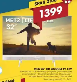 Punkt1 Metz 32" hd google tv 12v tilbud