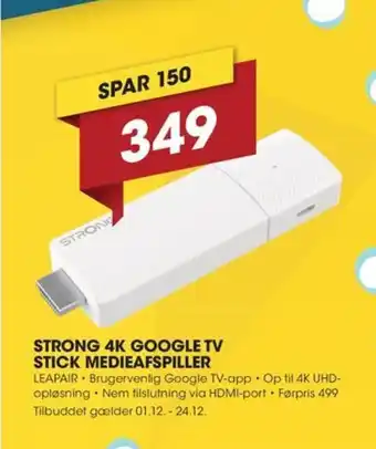 Punkt1 Strong 4k google tv stick medieafspiller tilbud