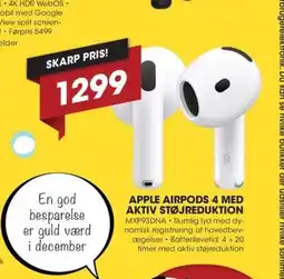 Punkt1 Apple airpods 4 med aktiv støjreduktion tilbud