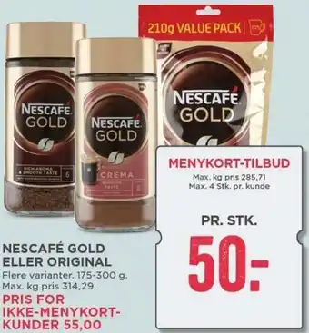 MENY Nescafé Gold Eller Original 200g tilbud