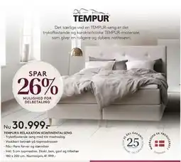 SENG TEMPUR RELAXATION KONTINENTALSENG tilbud
