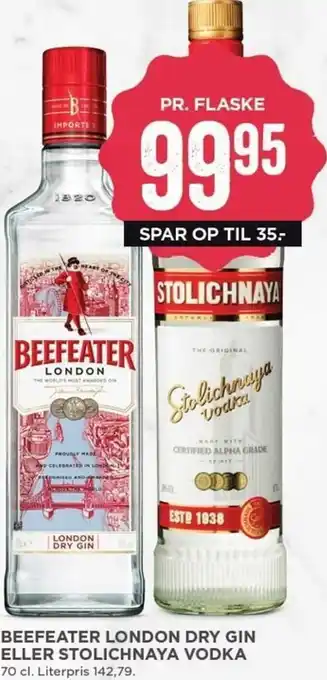 MENY Beefeater London Dry Gin Eller Stolichnaya Vodka tilbud