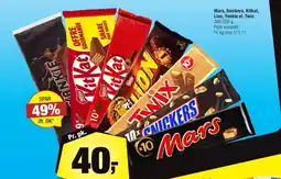 Calle Mars, Snickers, Kitkat, Lion, Yankie el. Twix tilbud