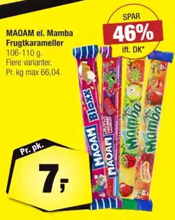 Calle MAOAM el. Mamba Frugtkarameller tilbud