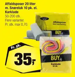 Calle Affaldsposer 20 liter m. Snøreluk 10 pk. el. Karklude tilbud