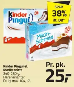 Fleggaard Kinder Pingui el. Mælkesnitte tilbud