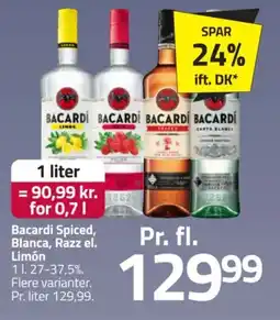 Fleggaard Bacardi Spiced, Blanca, Razz el. Limón tilbud