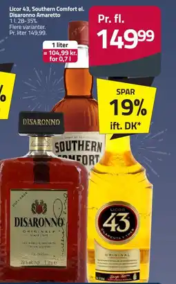 Fleggaard Licor 43, Southern Comfort el. Disaronno Amaretto tilbud