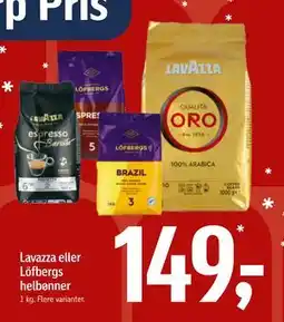 Føtex Lavazza eller Löfbergs helbønner tilbud