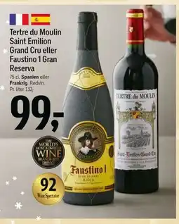 Føtex Tertre du Moulin Saint Emilion Grand Cru eller Faustino 1 Gran Reserva tilbud