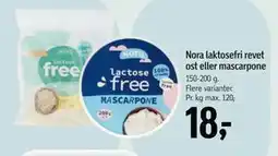 Føtex Nora laktosefri revet ost eller mascarpone tilbud