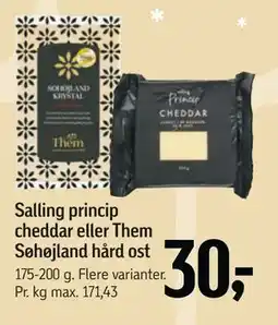 Føtex Salling princip cheddar eller Them Søhøjland hård ost tilbud