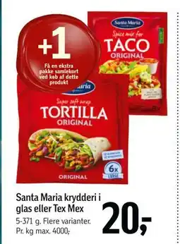 Føtex Santa Maria krydderi i glas eller Tex Mex tilbud