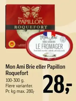 Føtex Mon Ami Brie eller Papillon Roquefort tilbud