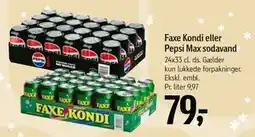 Føtex Faxe Kondi eller Pepsi Max sodavand tilbud