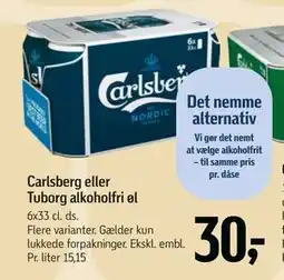 Føtex Carlsberg eller Tuborg alkoholfri øl tilbud